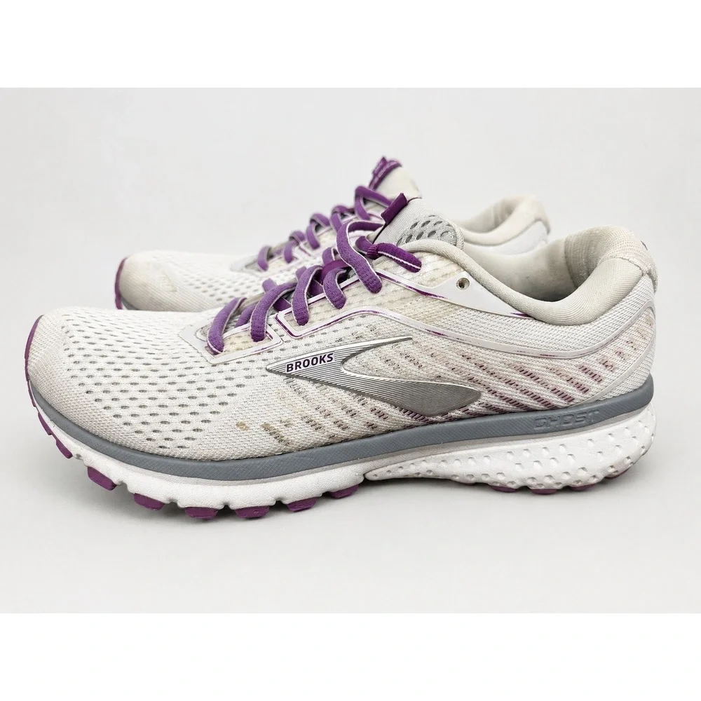Brooks Ghost 12 Womens Running Shoes White Purple 1203051B185